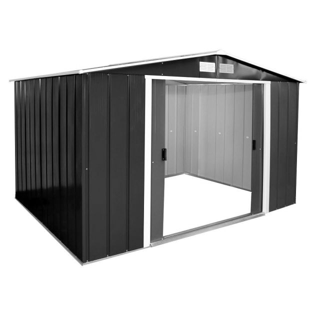 10 x 10ft Sapphire metal shed in Anthracite Grey